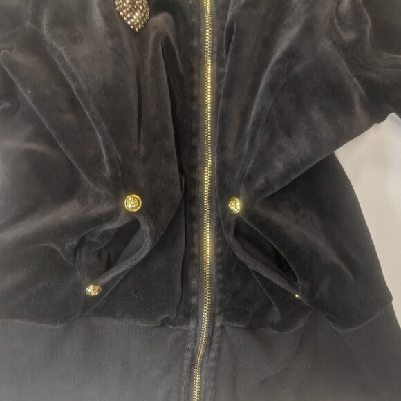 Twisted Heart Black Velour Zippered Jacket Size *Small - Picture 14 of 15